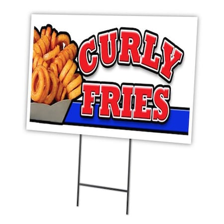 Curly Fries Yard Sign & Stake Outdoor Plastic Coroplast Window